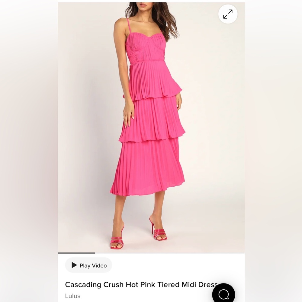 Lulu's Cascading Crush Hot Pink Tiered Midi Dress